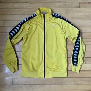 Kappa Mens Yellow Logo Tape Full Zip Track Jacket Medium Mock Neck Streetwear